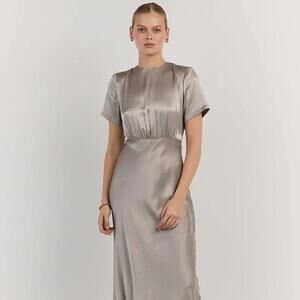 $190 DISSH Anabelle Silver Satin Dress in Pewter - US 12